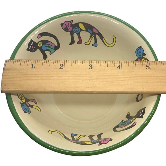 Enameled Cat Dog Pet Dish Food or Water Bowl With Kitten Design - Picture 3 of 5